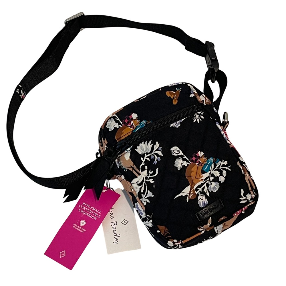 Vera Bradley Merry Mischief RFID Rare Convertible Crossbody Bag Womens OS Black